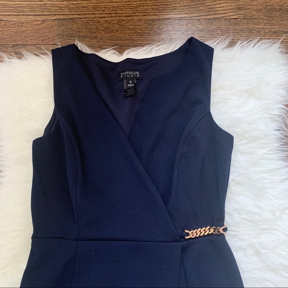 Enfocus Studio navy dress with gold details - Picture 2 of 4